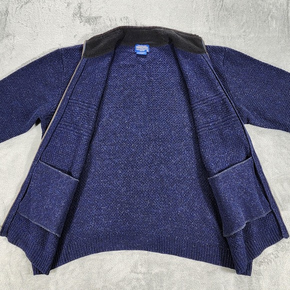 Pendleton Sweater Mens 2XL Blue Full Zip Mock Neck Shetland Wool Knit Cardigan - Picture 4 of 9